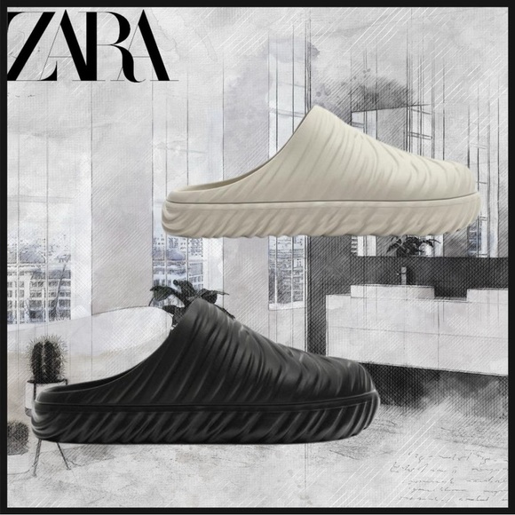 Zara textured voluminous clogs Black NWT - Picture 3 of 9